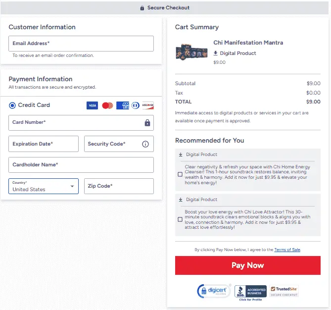 Chi Manifestation Mantra Official Website Secure Order Page